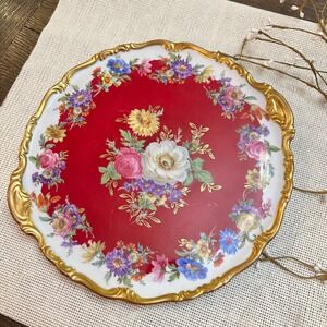 Rudolf Wachter Bavaria Germany Round Gilded Floral 11 inch Plate Vintage